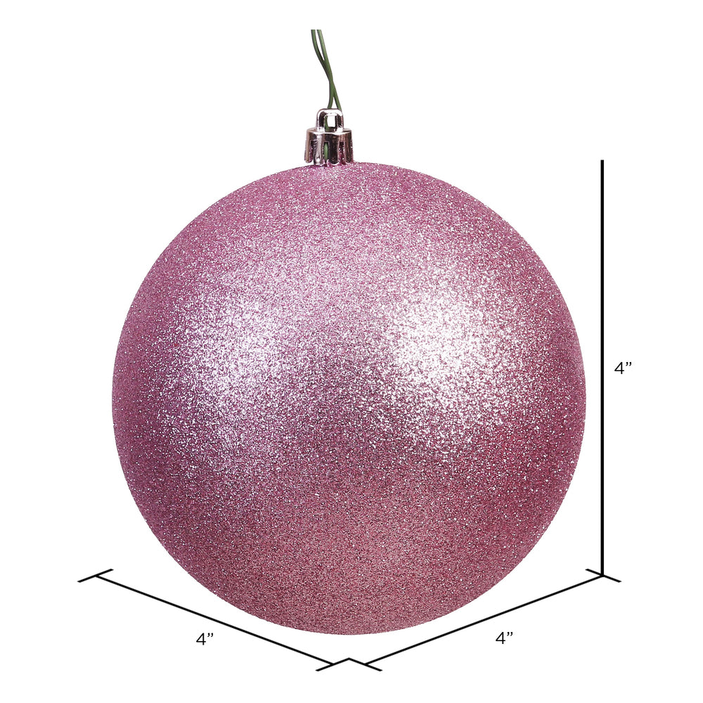 Vickerman 4" Mauve Glitter Ball Ornament 6 per Bag