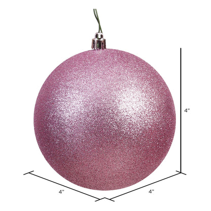 Vickerman 4" Mauve Glitter Ball Ornament 6 per Bag