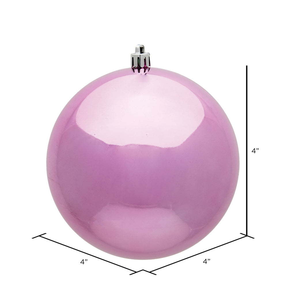 Vickerman 4" Pink Shiny Ball Ornament 6 per Bag