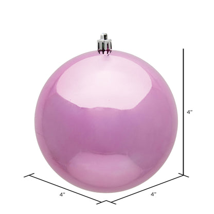Vickerman 4" Pink Shiny Ball Ornament 6 per Bag