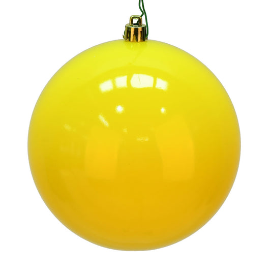 Vickerman 6" Yellow Shiny Ball Ornament 4 per Bag
