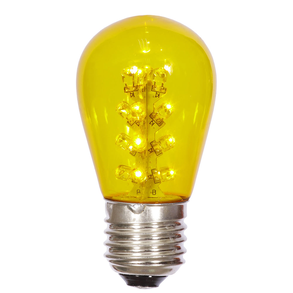 Vickerman S14 Yellow LED Transparent E26 Medium Nickel Base Bulb 5 per pack.