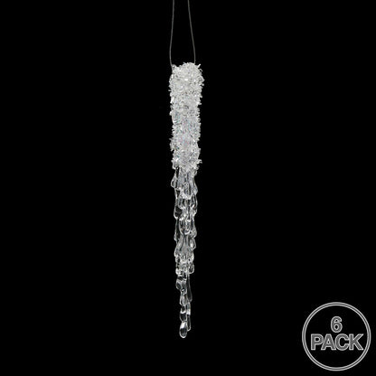 Vickerman 8" Clear Icicle Christmas Ornament 6 per Bag