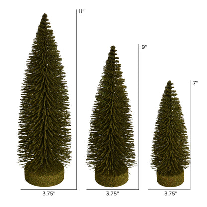 Vickerman 7"-9"-11" Green Oval Pine Artificial Christmas Tree Set of 3