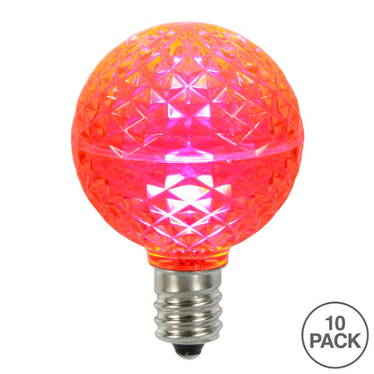 Vickerman G50 LED Pink Faceted Replacement Bulb E17/C9 Nickel Base 10 Bulbs per Pack.