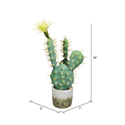 Vickerman 18" Artificial Green Cactus in Cement Pot.