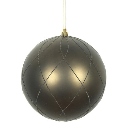 Vickerman 4" Gunmetal Matte and Glitter Swirl Ball Ornament 4 per Box