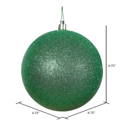 Vickerman 4.75" Green Glitter Ball Ornament 4 per Bag