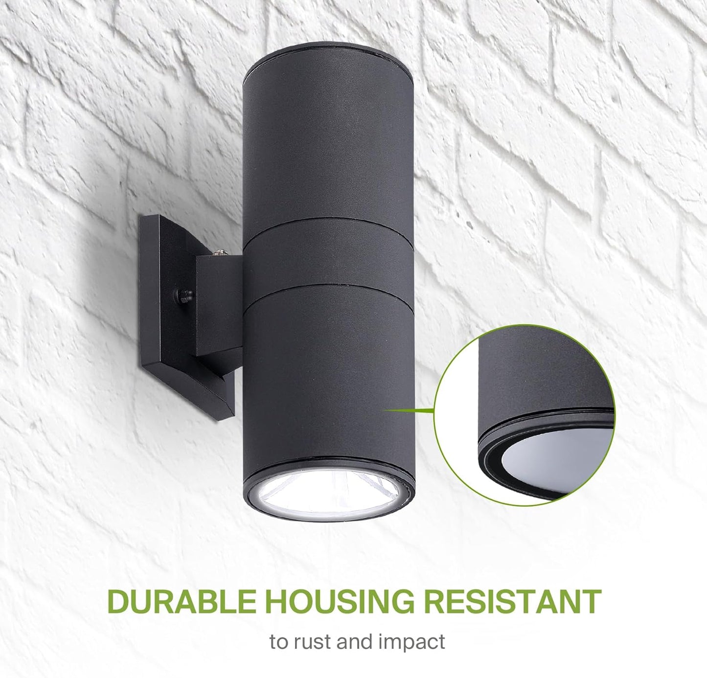 ASD Lighting LED Outdoor Wall Cylinder Round Up and Down 18W 120V 3000/4000/5000K with Photocell Black ETL