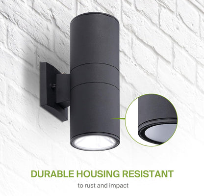ASD Lighting LED Outdoor Wall Cylinder Round Up and Down 18W 120V 3000/4000/5000K with Photocell Black ETL