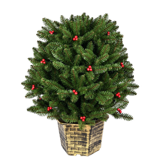 Vickerman 2.5' x 28" Potted Tifton Globe Artificial Christmas Tree Unlit