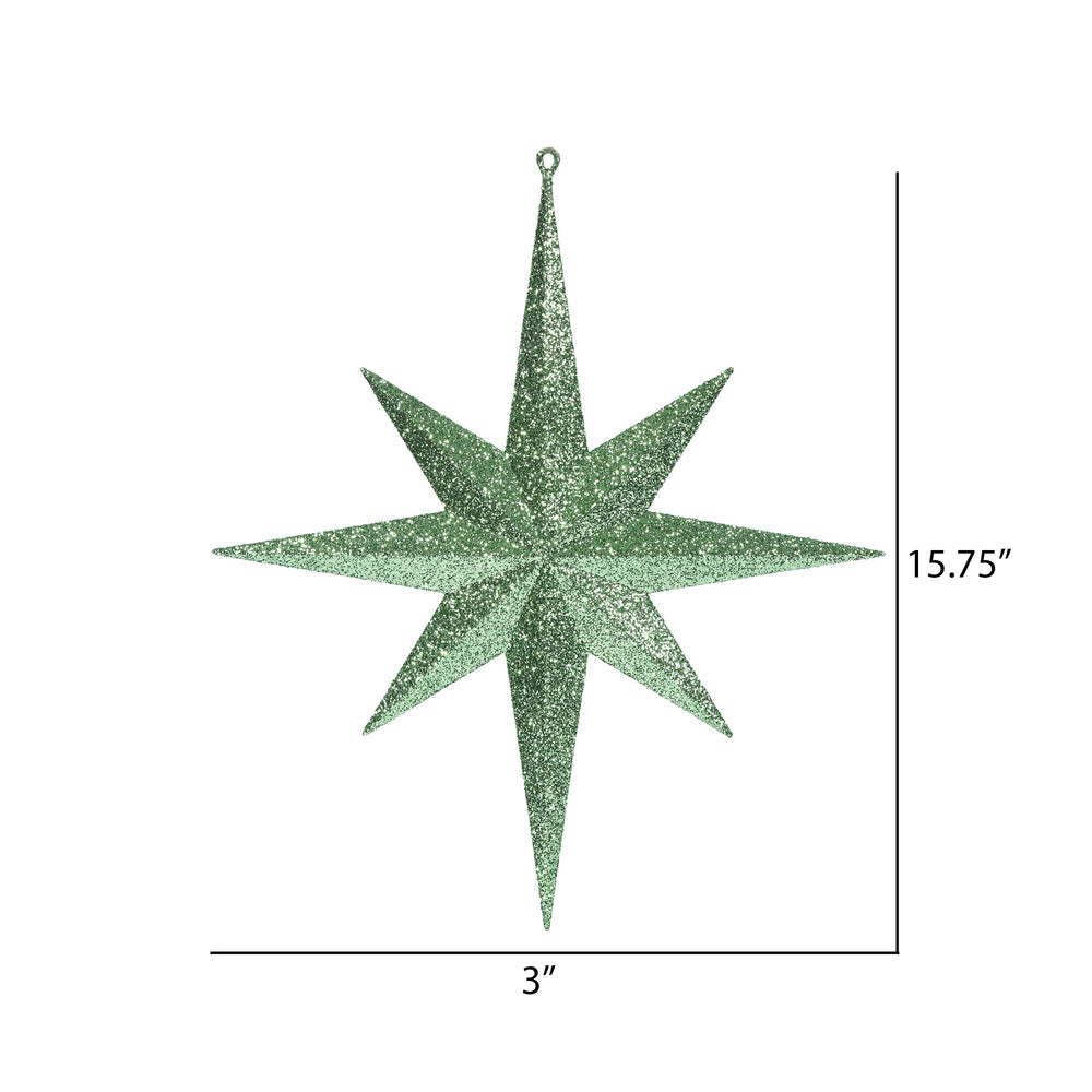Vickerman 15.75" Celadon Iridescent Glitter Bethlehem Star Christmas Ornament