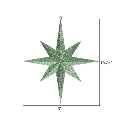 Vickerman 15.75" Celadon Iridescent Glitter Bethlehem Star Christmas Ornament