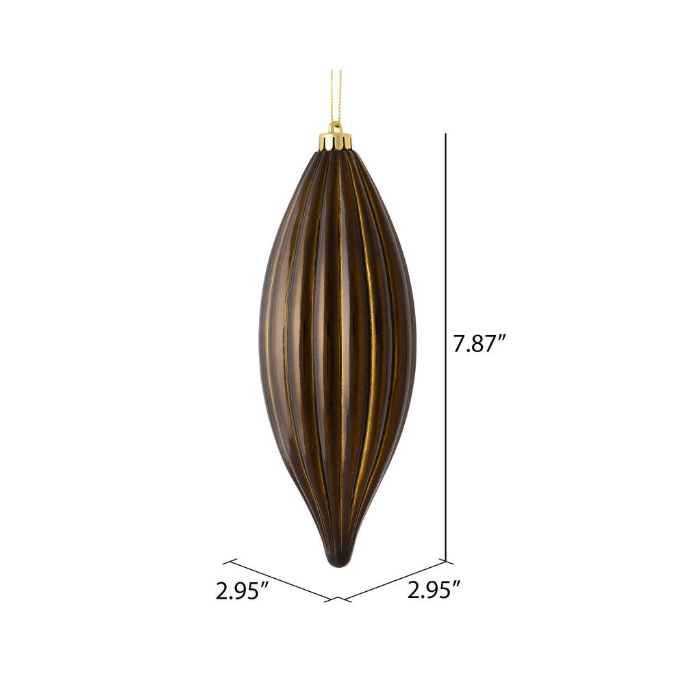 Vickerman 8" Chocolate Shiny Line Finial Ornament Pack of 4