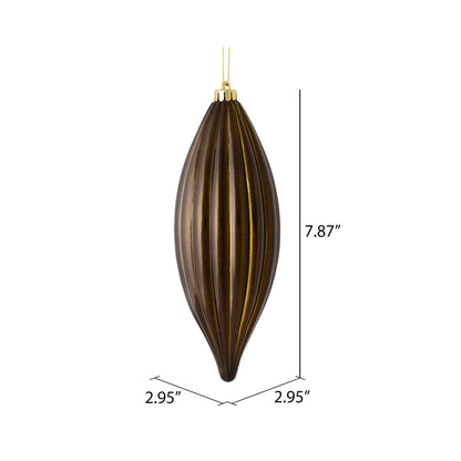 Vickerman 8" Chocolate Shiny Line Finial Ornament Pack of 4