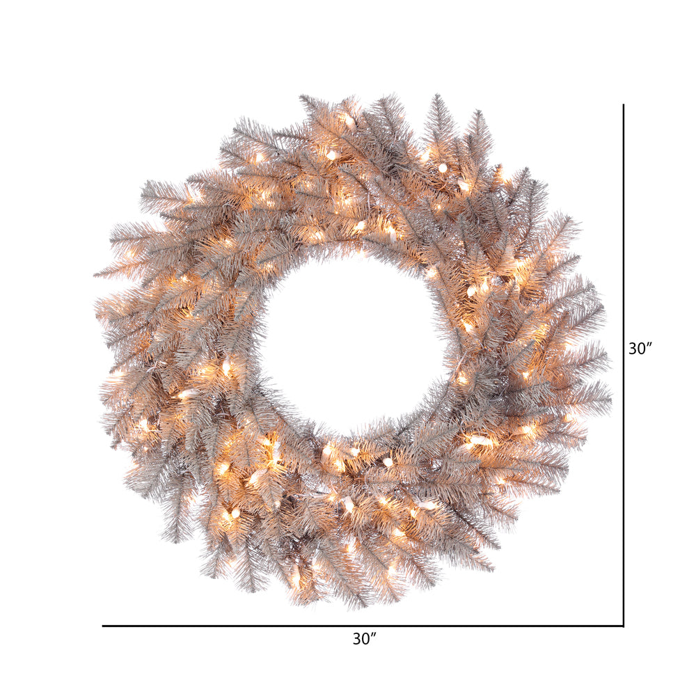 Vickerman 30" Platinum Fir Artificial Christmas Wreath Clear Dura-lit Incandescent Lights