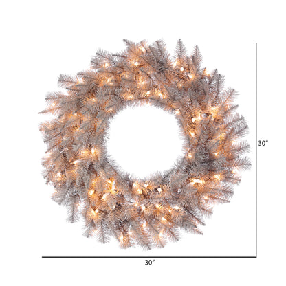 Vickerman 30" Platinum Fir Artificial Christmas Wreath Clear Dura-lit Incandescent Lights