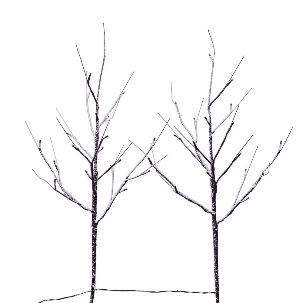 Vickerman 30" Brown Frosted Twig Branch Battery Operated Warm White 3mm LED lights 2 per box.