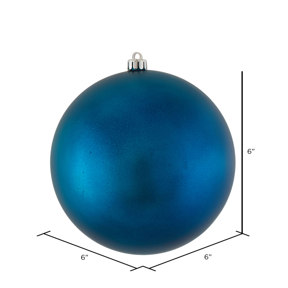Vickerman 6" Sea Blue Matte Ball Ornament 4 per Bag