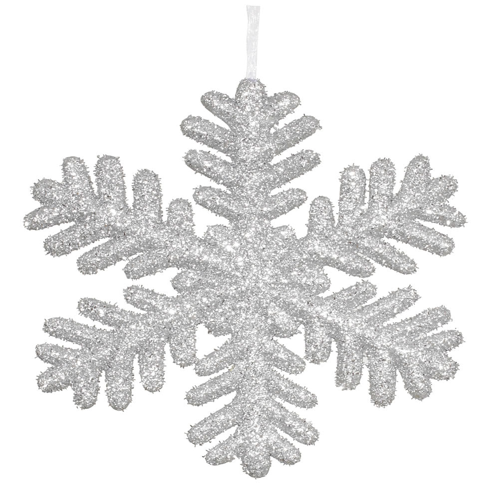 Vickerman 13.75" Silver Polystyrene Glitter Snowflake Christmas Ornament