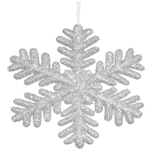 Vickerman 13.75" Silver Polystyrene Glitter Snowflake Christmas Ornament