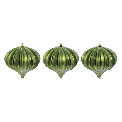 Vickerman 5.7" Moss Green Shiny Onion Christmas Ornament UV treated Set of 3