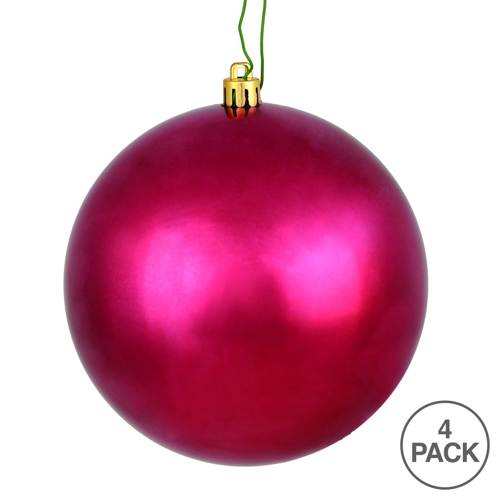 Vickerman 4.75" Berry Red Shiny Ball Ornament 4 per Bag