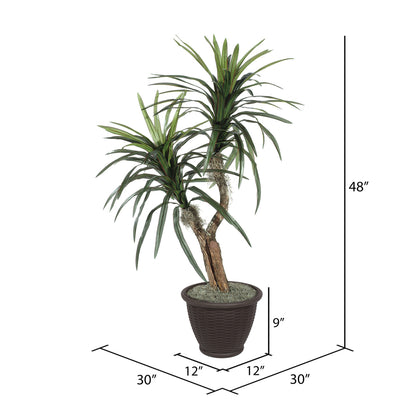 Vickerman 4' Artificial Marginata Bush Rattan Basket