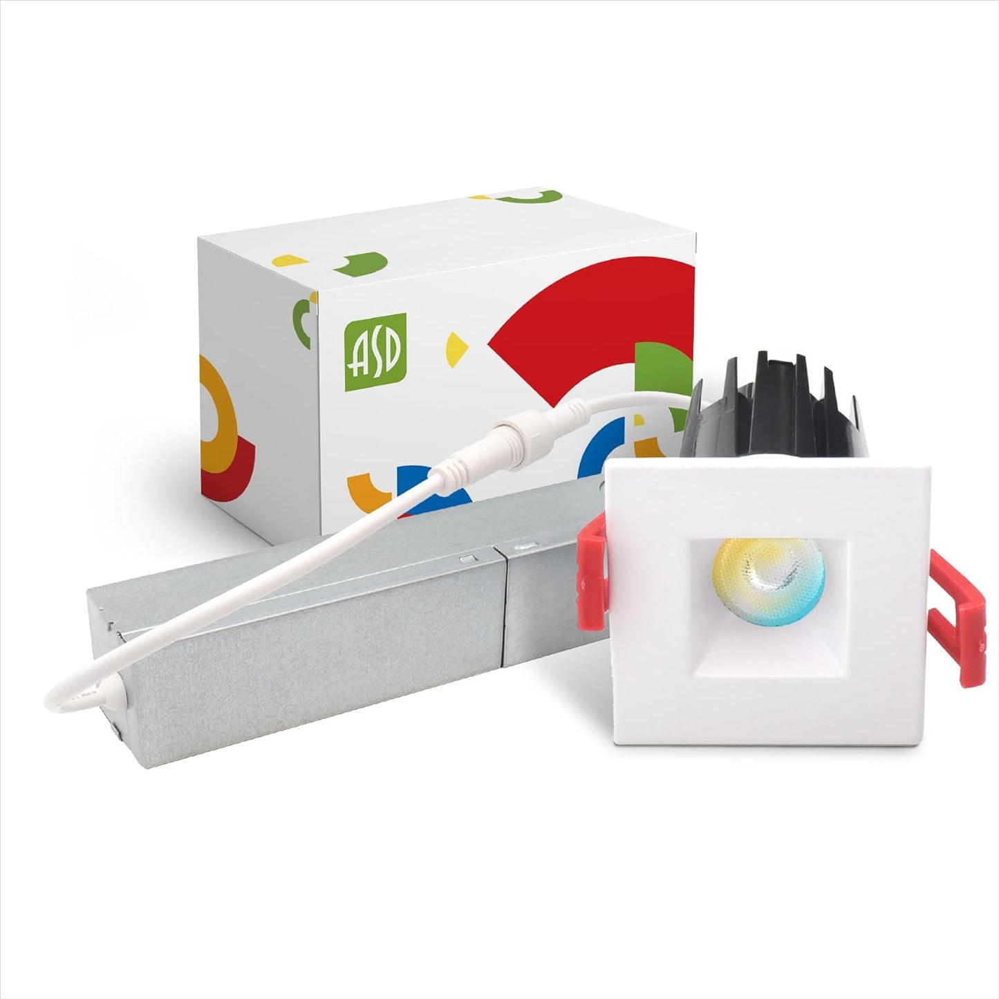 ASD Lighting LED Downlight Square 1inch 7W 120V Triac 2700/3000/3500/4000/5000K White ETL Energy Star