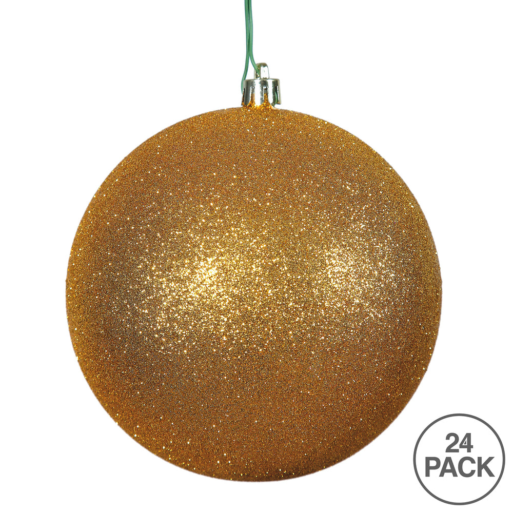 Vickerman 2.4" Antique Gold Glitter Ball Ornament 24/Bag