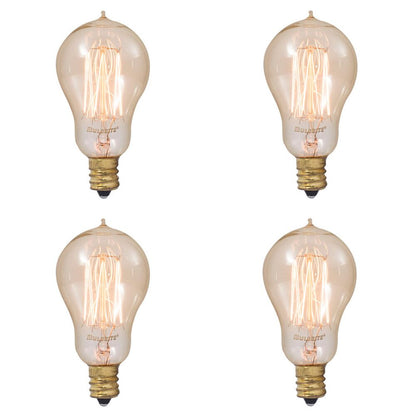 BULBRITE INCANDESCENT A15 CANDELABRA SCREW (E12) 25W DIMMABLE NOSTALGIC LIGHT BULB 2200K/AMBER 4PK (132515)