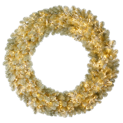 Vickerman 72" Champagne Artificial Christmas Wreath Warm White LED 3MM 8 Function Lights