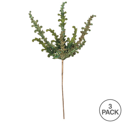 Vickerman 20" Green Petal Flower Artificial Christmas Spray. Includes 3 sprays per pack.