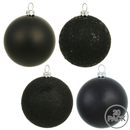 Vickerman 2.75" Black 4-Finish Ball Ornament Assortment 20 per Box