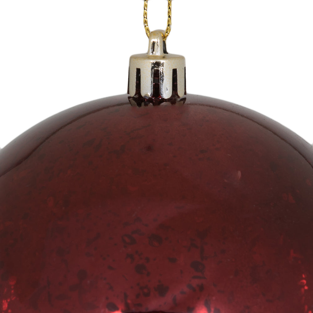 Vickerman 4" Burgundy Shiny Mercury Ball Ornament 6 per Bag.