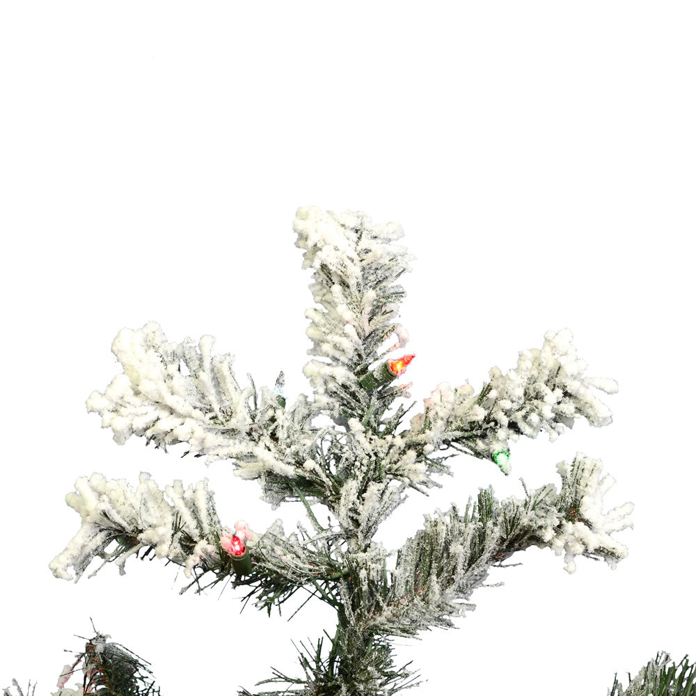 Vickerman 4.5' Flocked Alaskan Pine Artificial Christmas Tree Multi-Colored LED Dura-Lit lights