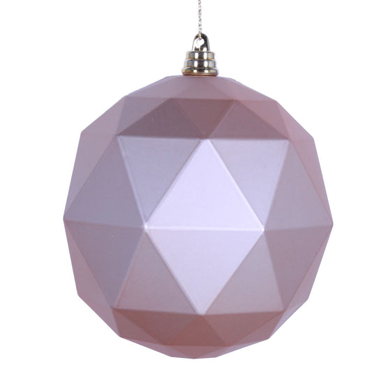 Vickerman 8" Café Latte Geometric Ball Ornament Featuring a Matte Finish.