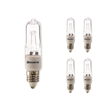 BULBRITE HALOGEN T4 MINI-CANDELABRA SCREW (E11) 100W DIMMABLE LIGHT BULB 2900K/SOFT WHITE 5PK (610101)