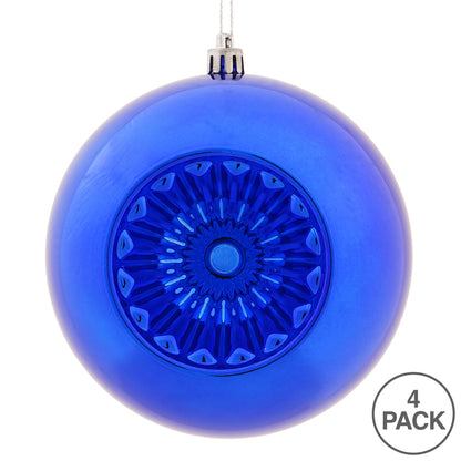 Vickerman 4.75" Cobalt Blue Shiny Star Brite Ball Ornament 4 per Bag