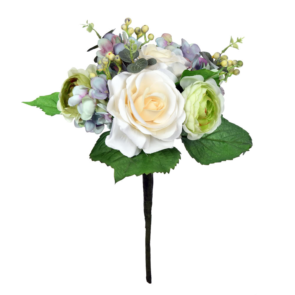 Vickerman 16" Artificial White Hydrangea Bush.