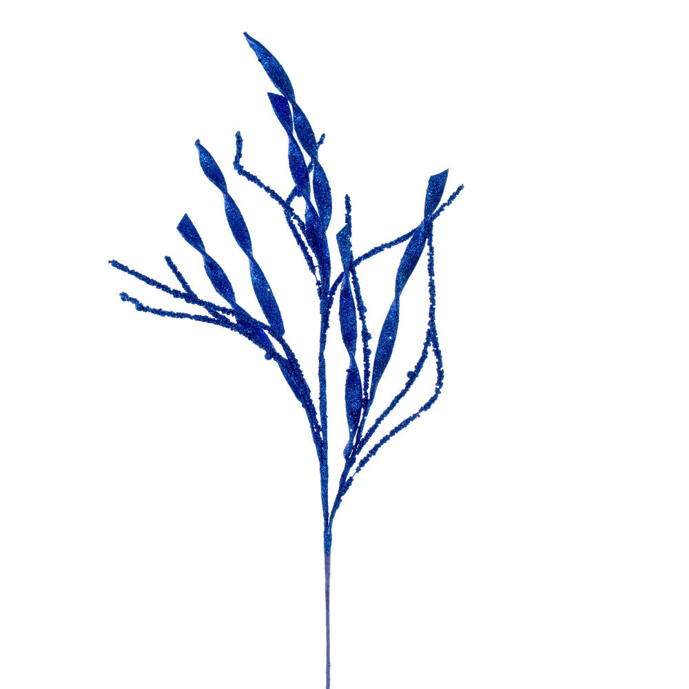 Vickerman 34" Blue Wavy and Spiral Glitter Spray 6 per bag.