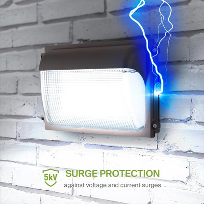 ASD Lighting LED Slim Wallpack Power Adjustable 50/60/80W 120-277V CCT Selectable 3000/4000/5000 with Photocell Dimmable Bronze UL DLC Premium