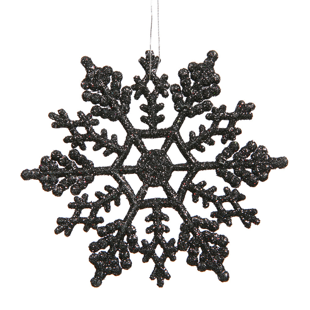 Vickerman 8" Jet Black Glitter Snowflake Christmas Ornament 12 per Box