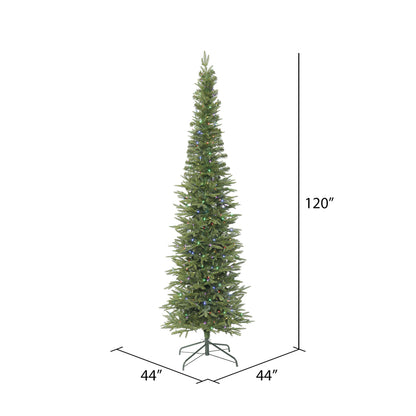 Vickerman 10' Bixley Pencil Fir Artificial Christmas Tree Multi-colored Dura-Lit LED lights