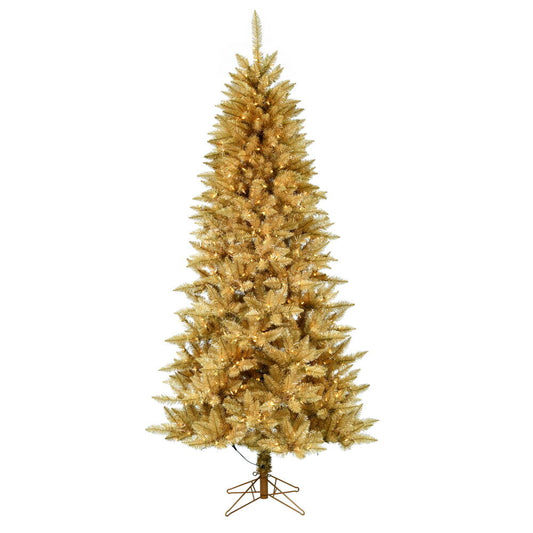 Vickerman 6.5' x 40" Gold Fir Artificial Christmas Pencil Tree Warm White Dura-Lit® LED Lights