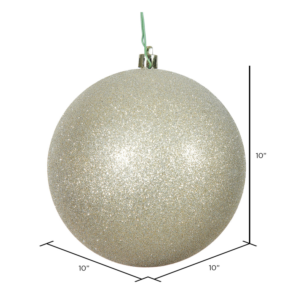 Vickerman 10" Champagne Glitter Ball Ornament