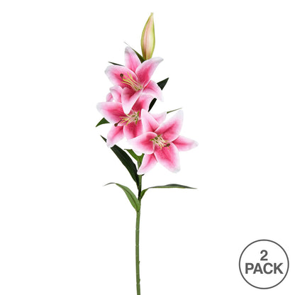 Vickerman 36'' Artificial Pink Real Touch Lily Spray. Includes 2 sprays per pack.
