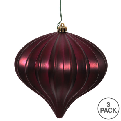 Vickerman 5.7" Wine Matte Onion Christmas Ornament UV treated Set of 3