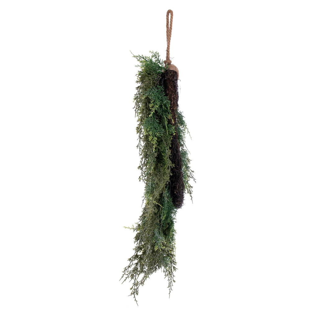 Vickerman 24" Artificial Snow Cedar Hanging Wreath with Pinecones.