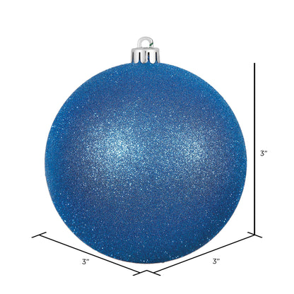 Vickerman 3" Blue Glitter Ball Ornament 12 per Bag